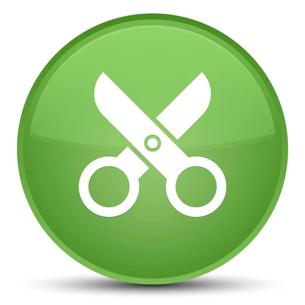 Nożyczki ikonę specjalne miękki zielony okrągły przycisk — Zdjęcie stockowe