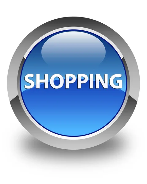 Shopping glansiga blå runda knappen — Stockfoto