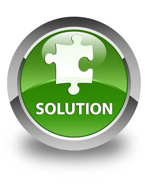 Solution (puzzle icon) glossy soft green round button