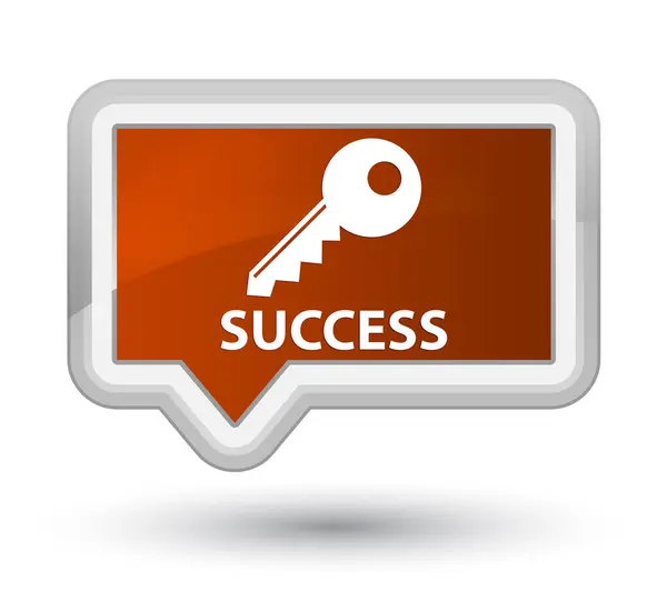 Succes (sleutel icoon) eerste bruin banner knop — Stockfoto
