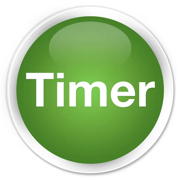 Timer premium botão redondo verde macio — Fotografia de Stock
