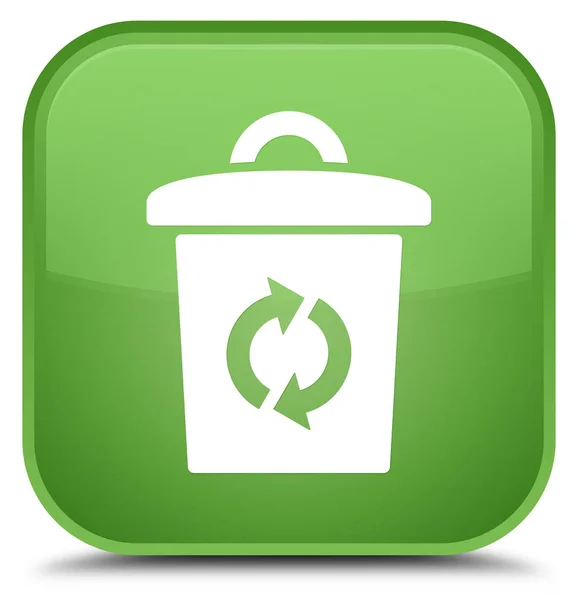 垃圾图标特殊软绿色方形按钮 — 图库照片