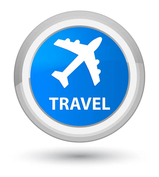 Travel (plane icon) prime cyan blue round button — Stock Photo, Image