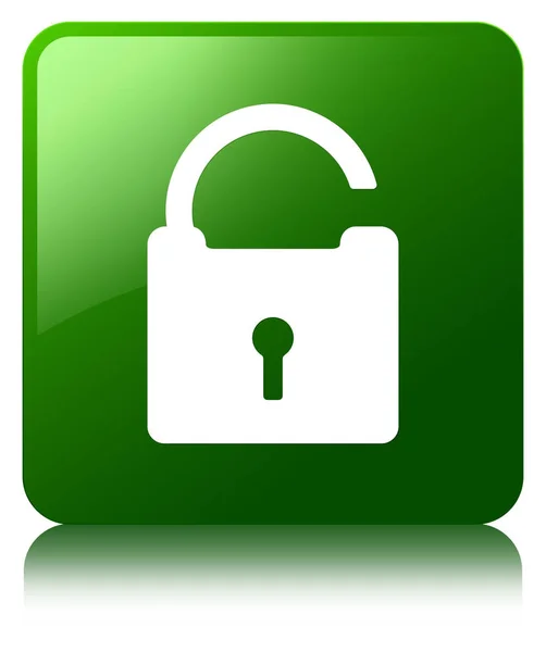 Unlock icon green square button — Stock Photo, Image