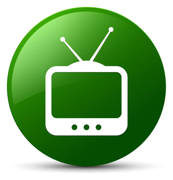 Icono de TV verde botón redondo — Foto de Stock