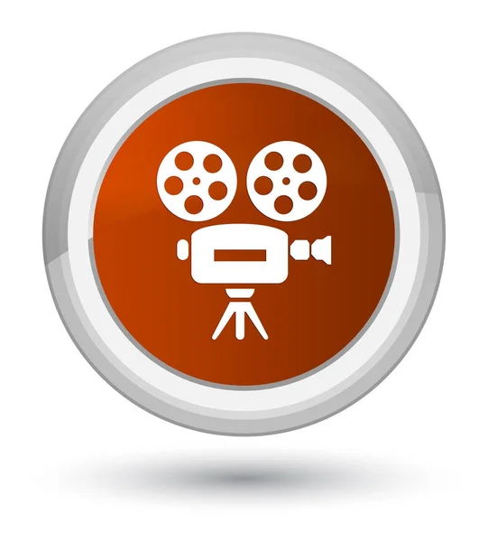 비디오 카메라 아이콘 주요 갈색 둥근 버튼 — 스톡 사진