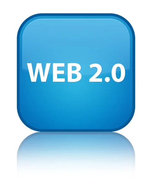 Web 2.0 specjalnych cyan niebieski przycisk kwadratowy — Zdjęcie stockowe