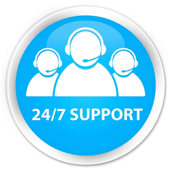 24 / 7 Support (Kundenbetreuungsteam-Symbol) Premium cyan blue round b — Stockfoto