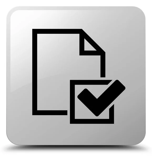 Ícone da lista de verificação botão quadrado branco — Fotografia de Stock