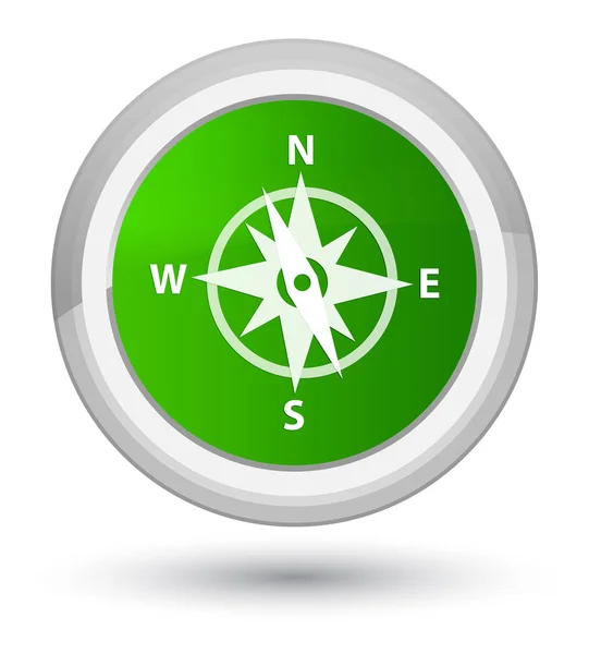 Kompasu prvotní zelené kulaté tlačítko — Stock fotografie