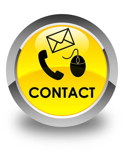 Επαφή (τηλέφωνο ηλεκτρονικό ταχυδρομείο και το ποντίκι εικονίδιο) κίτρινο γυαλιστερό στρογγυλό κουμπί — Φωτογραφία Αρχείου