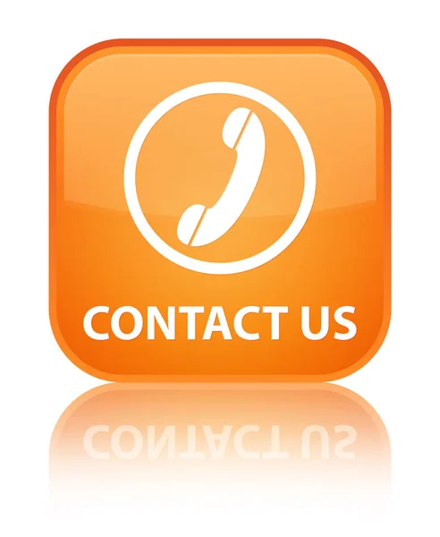 Contact us (phone icon) special orange square button — Stock Photo, Image