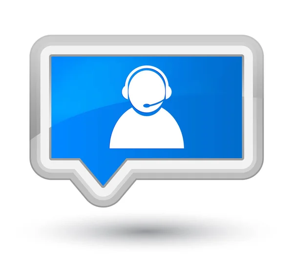 Ícone de atendimento ao cliente ciano principal botão banner azul — Fotografia de Stock