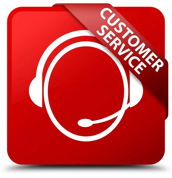 Service à la clientèle (icône du service à la clientèle) bouton carré rouge nervure rouge — Photo