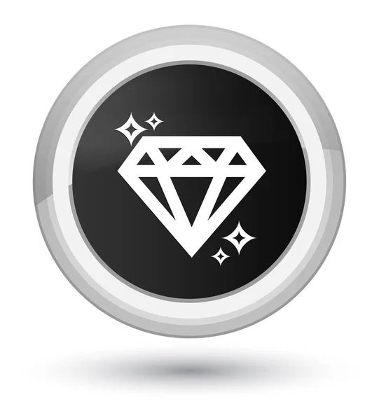 Gyémánt ikon elsődleges fekete kerek gomb — Stock Fotó