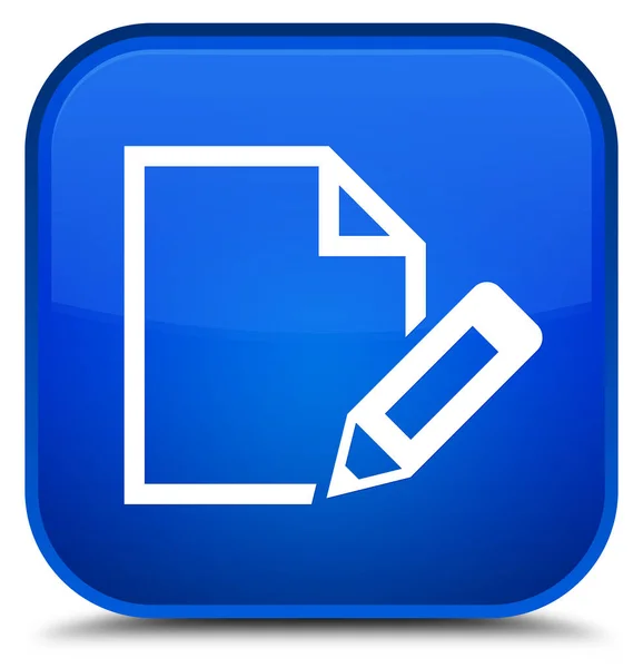 Специальная синяя квадратная кнопка для редактирования значка документа — стоковое фото