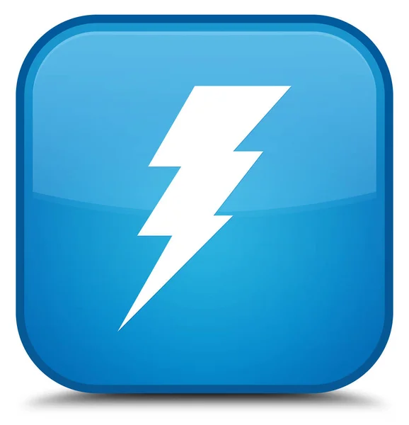 전기 아이콘 특별 시안색 파란색 사각형 버튼 — 스톡 사진