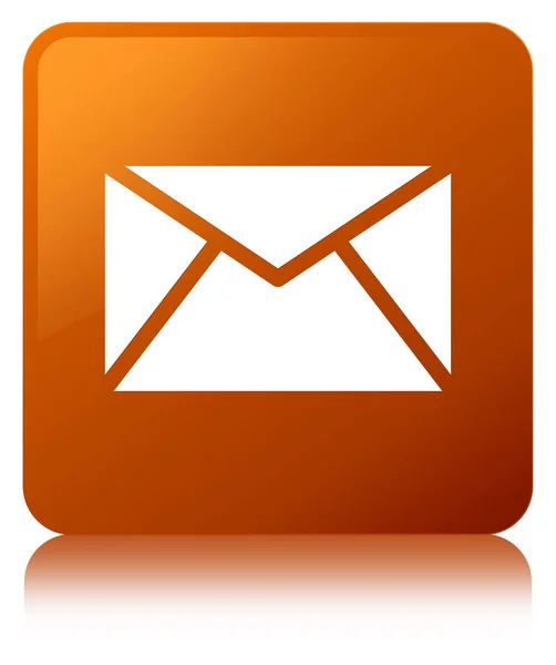 Icône de courriel bouton carré brun — Photo