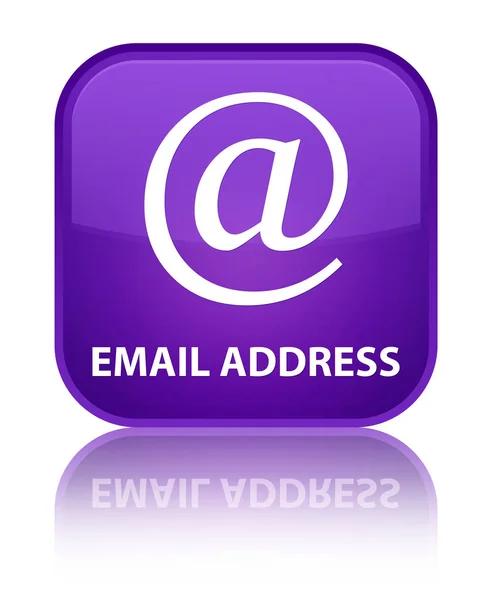E-mail adres specjalnych fioletowy kwadratowy przycisk — Zdjęcie stockowe