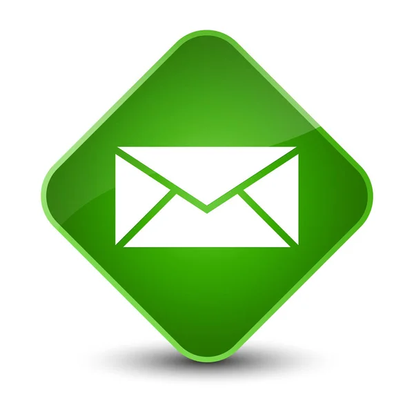 Ícone de e-mail elegante botão diamante verde — Fotografia de Stock