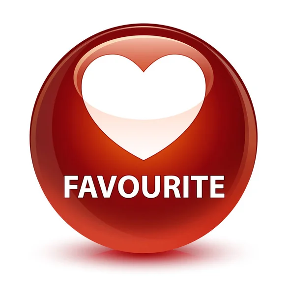 Favourite (heart icon) glassy brown round button — Stock Photo, Image
