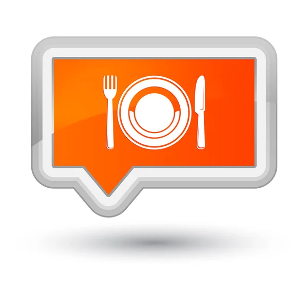 Placa de comida icono primer botón de banner naranja — Foto de Stock
