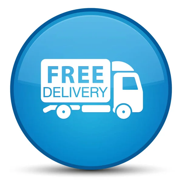 Ücretsiz teslimat kamyonu simgesini özel mavi mavi yuvarlak düğmesi — Stok fotoğraf