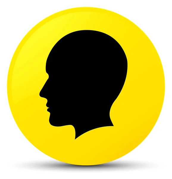 Κεφάλι άνδρες αντιμετωπίζουν εικονίδιο κίτρινο στρογγυλό κουμπί — Φωτογραφία Αρχείου