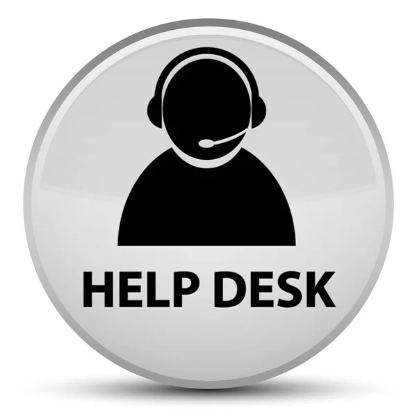 Biurko (ikona opieka klienta) specjalny biały okrągły przycisk Pomoc — Zdjęcie stockowe
