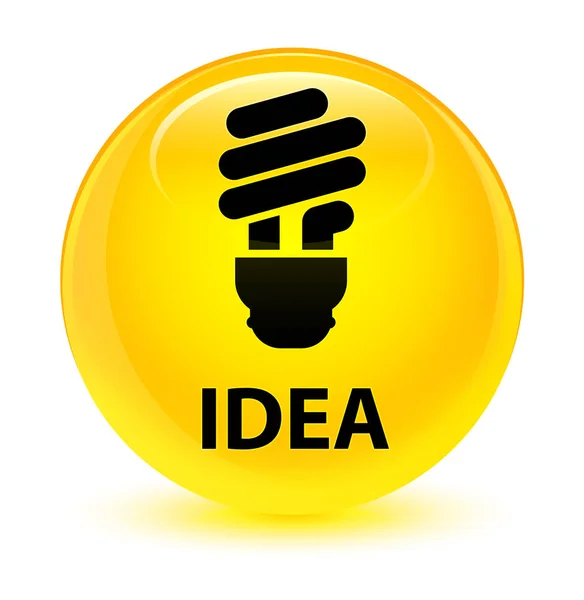 Idea (bulb icon) glassy yellow round button — Stock Photo, Image