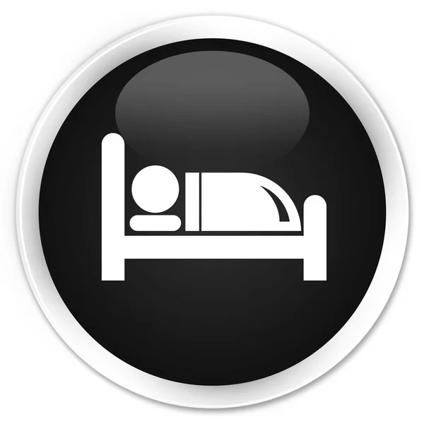 Ξενοδοχείο κρεβάτι εικονίδιο premium μαύρο στρογγυλό κουμπί — Φωτογραφία Αρχείου