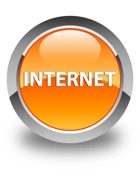 Internet brillante botón redondo naranja —  Fotos de Stock