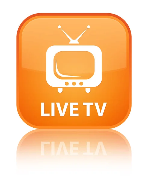 Live tv special orange square button — Stock Photo, Image