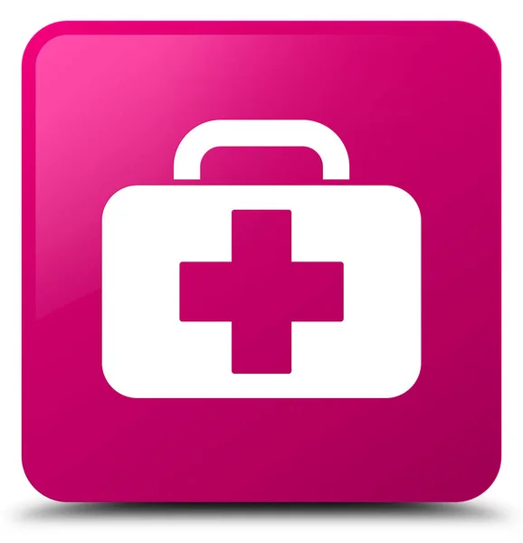 Bolsa médica icono rosa botón cuadrado — Foto de Stock