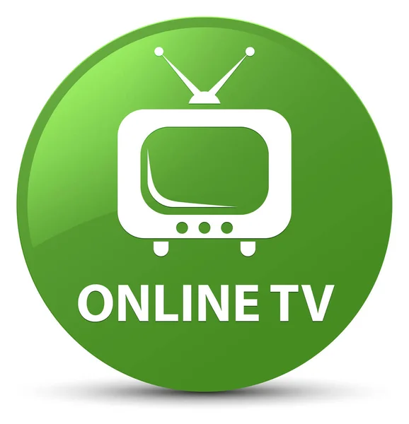 TV en línea suave botón redondo verde —  Fotos de Stock