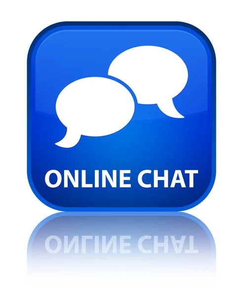 Online chat: speciale blauwe vierkante knop — Stockfoto