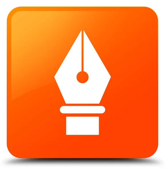 Pluma icono naranja botón cuadrado —  Fotos de Stock