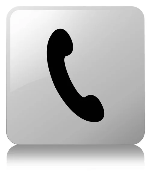 Teléfono icono blanco botón cuadrado —  Fotos de Stock