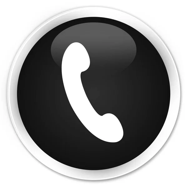 电话图标高级黑色圆形按钮 — 图库照片