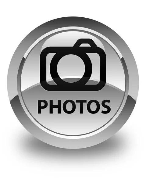 Φωτογραφίες (εικονίδιο κάμερας) γυαλιστερό λευκό στρογγυλό κουμπί — Φωτογραφία Αρχείου