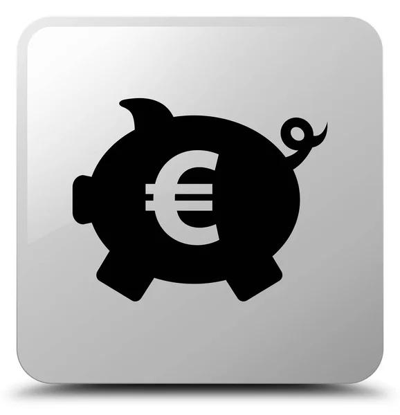 存钱罐欧元符号图标白色方形按钮 — 图库照片