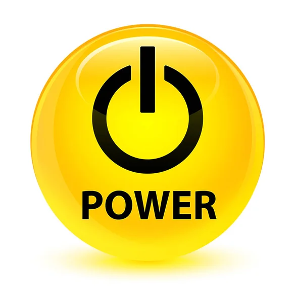 Poder botão redondo amarelo vítreo — Fotografia de Stock