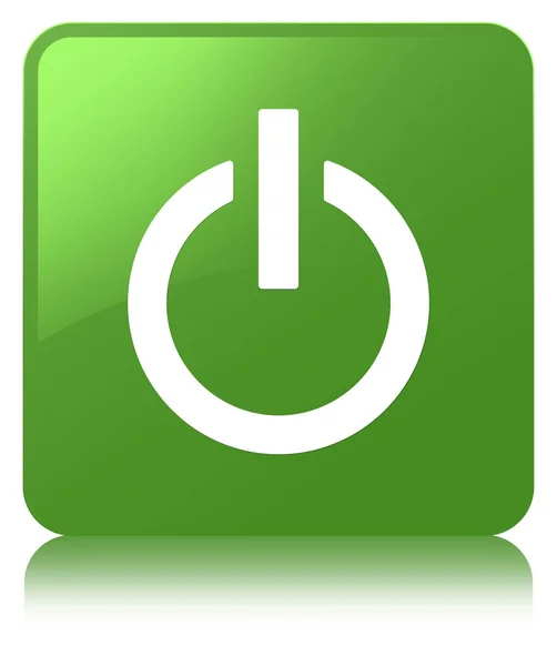 Güç simgesi yumuşak yeşil kare düğme — Stok fotoğraf