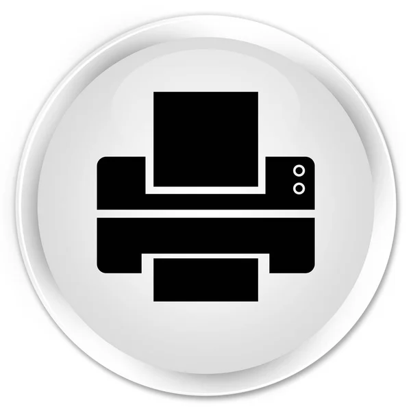 Icona della stampante pulsante rotondo bianco premium — Foto Stock