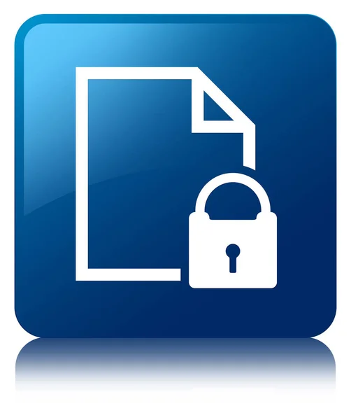 Secure document icon blue square button — Stock Photo, Image