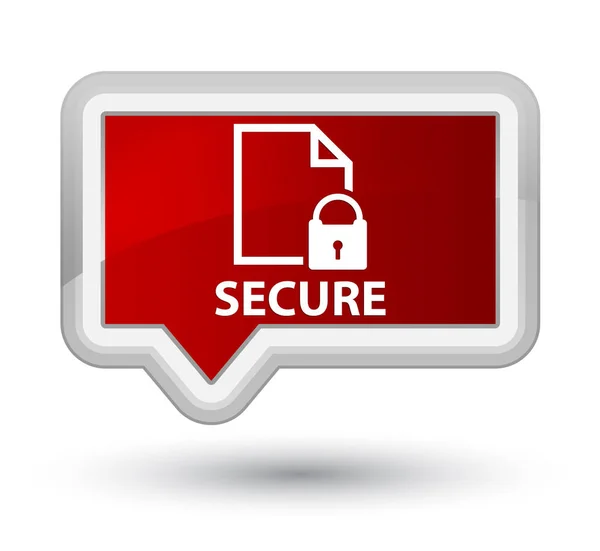 Secure (document page padlock icon) prime red banner button — Stock Photo, Image