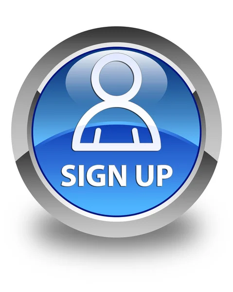 Sign up (member icon) glossy blue round button — Stock Photo, Image
