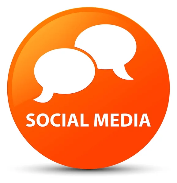Social media (icona della bolla di chat) pulsante rotondo arancione — Foto Stock