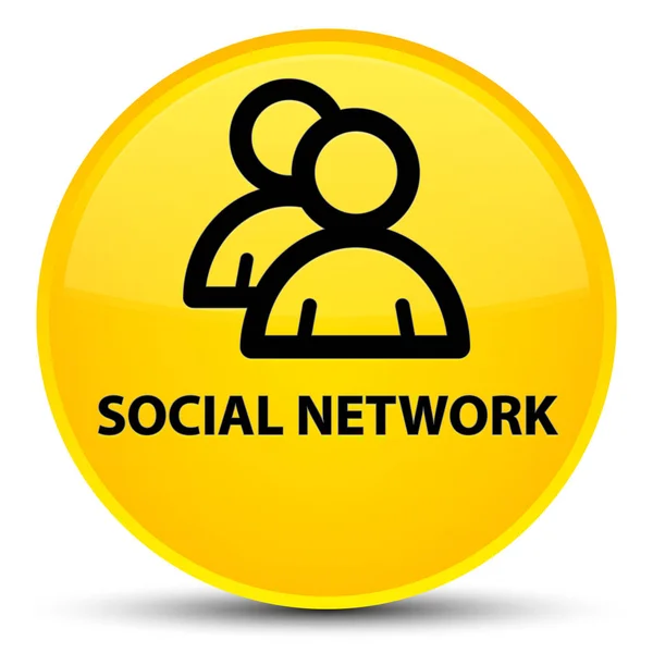 Соціальна мережа (піктограма групи) спеціальна жовта кругла кнопка — стокове фото