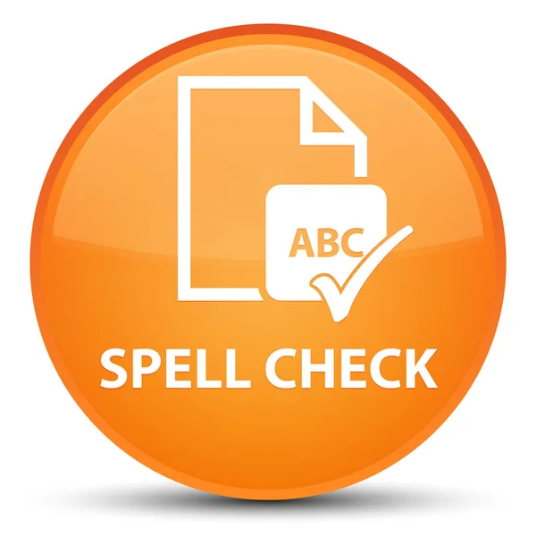 Spell check document special orange round button — Stock Photo, Image